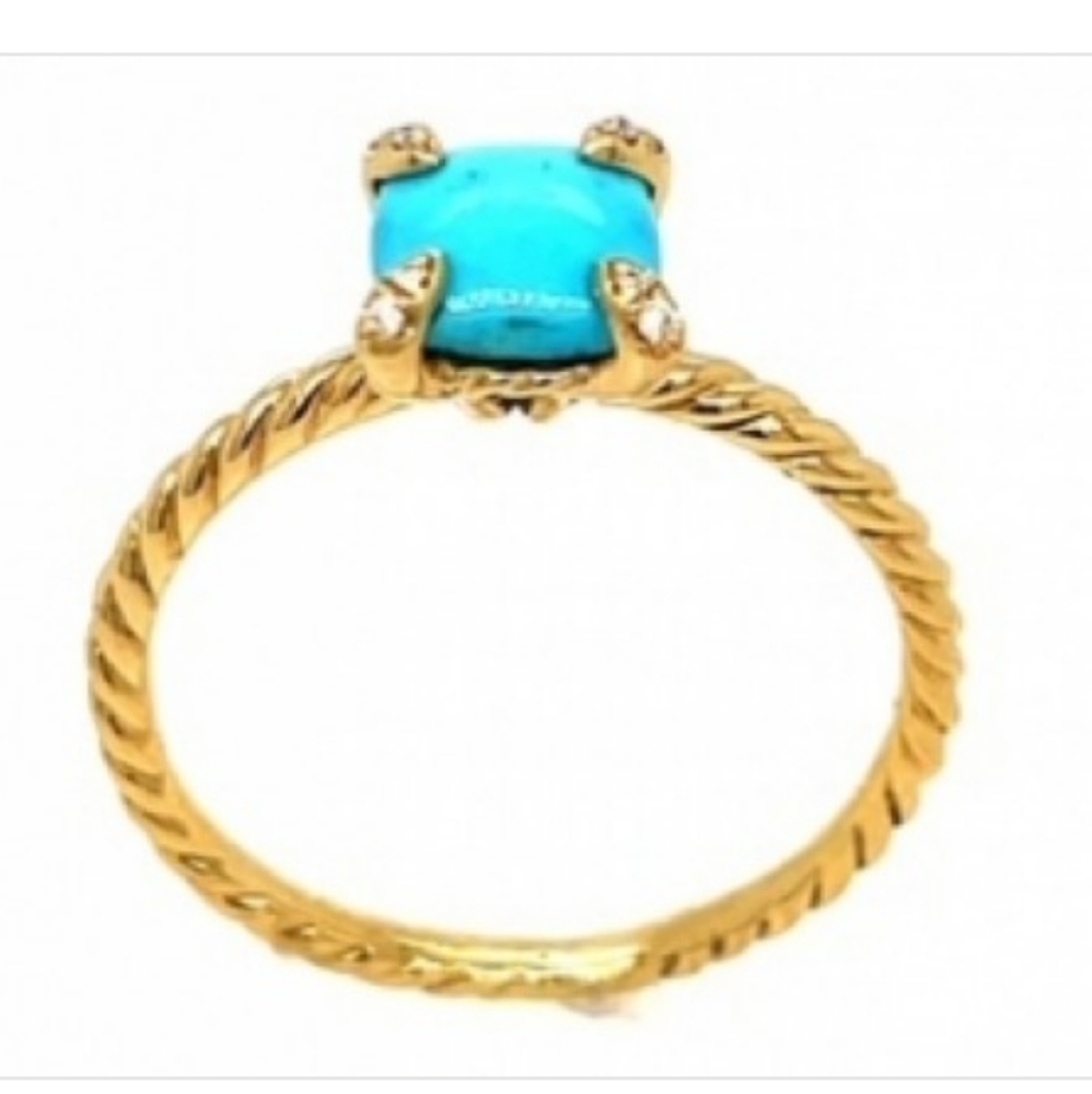 18K David YURMAN Turquoise Ring in Yellow Gold Gorgeous - Picture 2 of 6